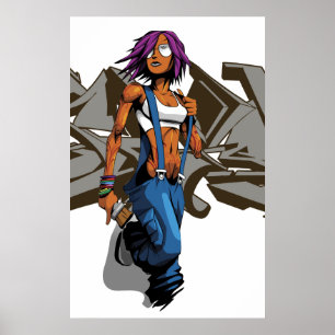 Paintgurl grey graf poster