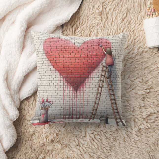 Painting a Heart Mural Cushion (Blanket)
