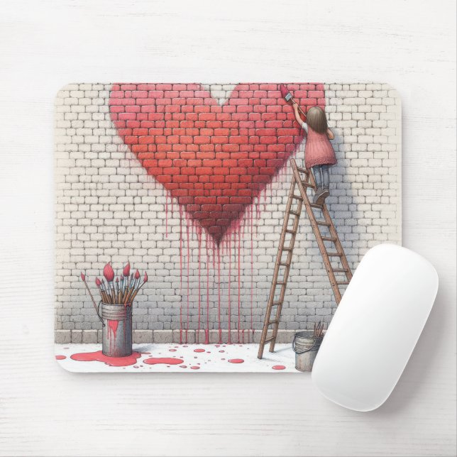 Painting a Heart Mural Mouse Mat (With Mouse)