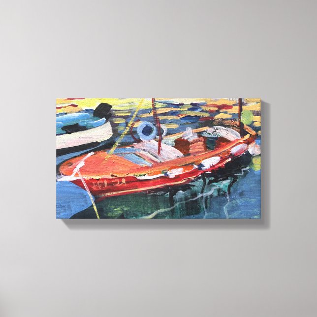 painting acrylic boat on the sea canvas print (Front)