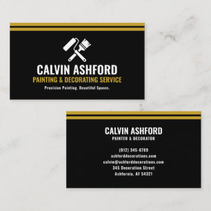 Painting and Decorating Service Modern Black Gold Business Card