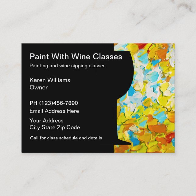 Painting And Wine Sipping Classes Business Card (Front)