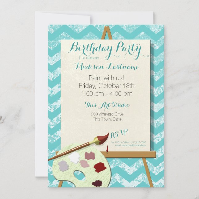 Painting Art Birthday Party Invitation (Front)