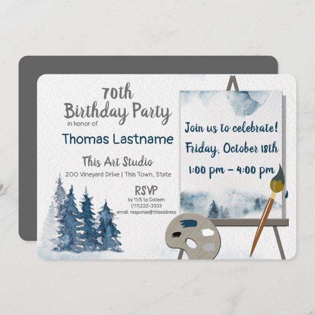 Painting Art Easel Birthday Party Invitation (Front/Back)