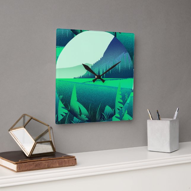 Painting art Forest Green Nature Clock (Office)
