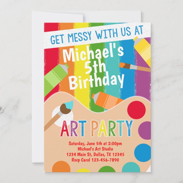 Painting Art Party Birthday Invitation Invite (Front)