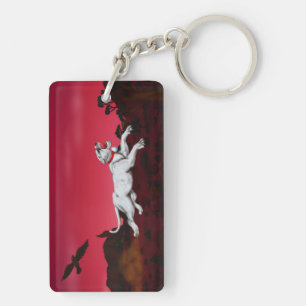 Painting art White Lioness african landscape eagle Key Ring