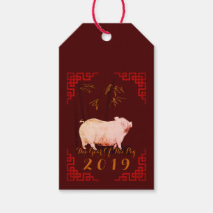 Painting Bamboo Chinese Frame Pig Year 2019 Gift T Tags