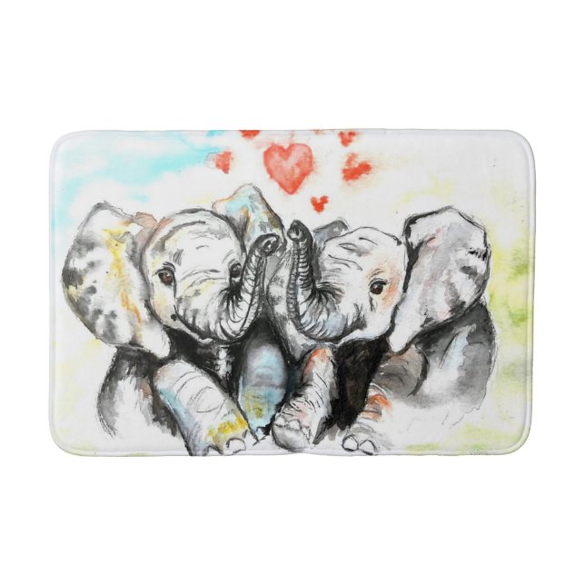 Painting  Bath Mat Elephant Family (Front)