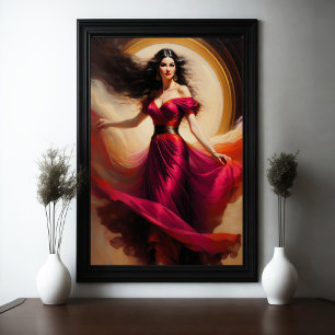 Painting Beautiful Woman Stunning Dress Poster