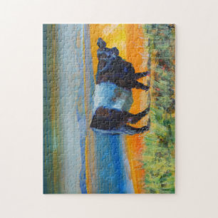 Painting belted galloway cow at the beach jigsaw puzzle