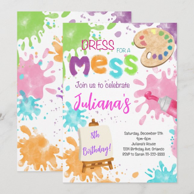Painting Birthday Invitation (Front/Back)