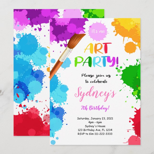 Painting Birthday Invitation (Front/Back)