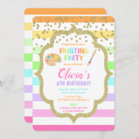 Painting birthday party invitation, Art birthday