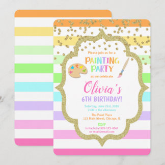 Painting birthday party invitation, Art birthday Invitation