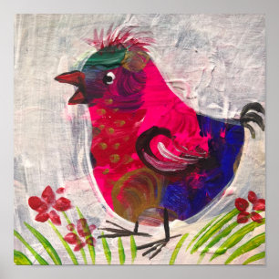 Painting , bocho bird , decorative pocter poster