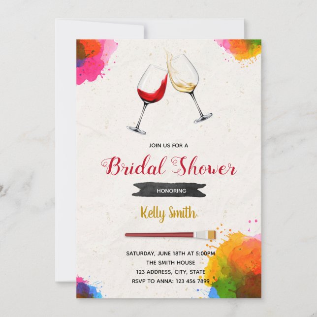 Painting bridal shower party invitation (Front)