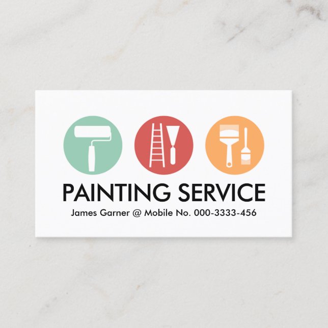 Painting Brush In Pastel Colours Business Card (Front)