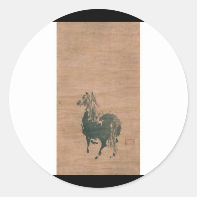 Painting by Miyamoto Musashi, circa 1600's Classic Round Sticker (Front)