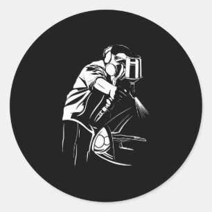 Painting  Car Painter Classic Old School Painting Classic Round Sticker