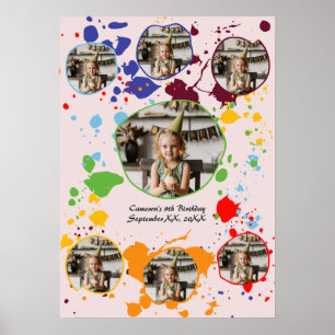 Painting Colourful 9th Birthday Party Photo Collag Poster