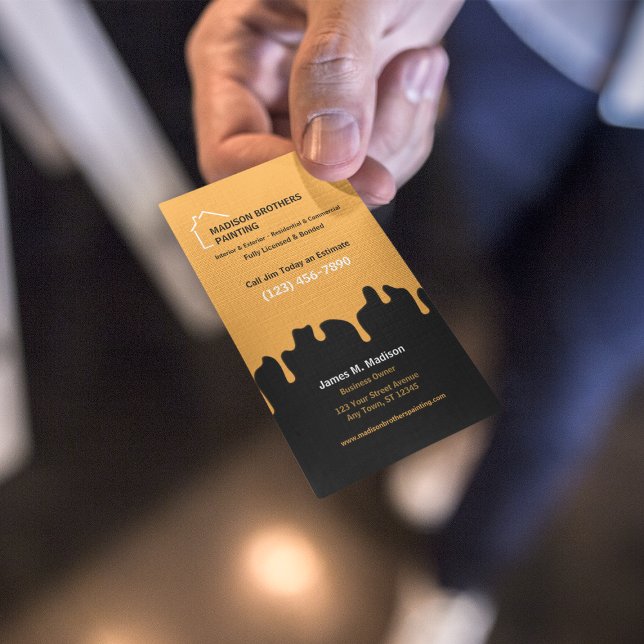 Painting Company Black | Gold Business Card (Creator Uploaded)