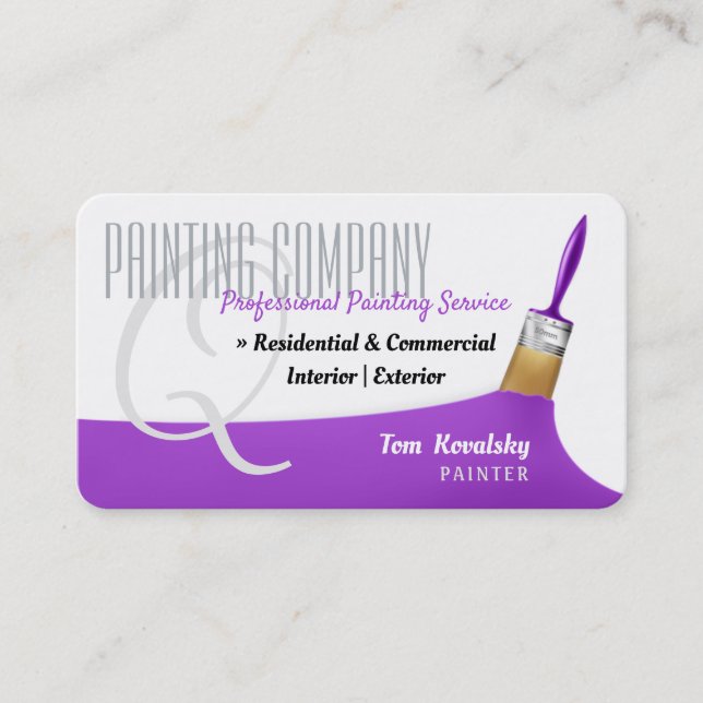 Painting Company | Professional Purple Business Card (Front)