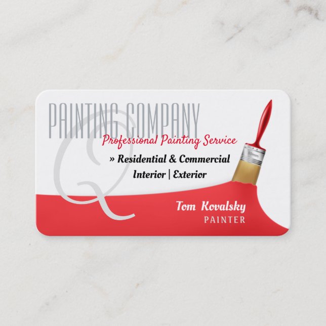 Painting Company | Professional Red Business Card (Front)