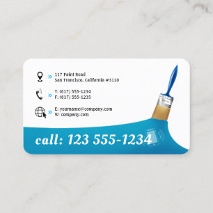 Painting Company   Professional Sky Blue Business  Business Card