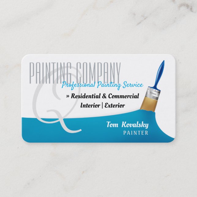 Painting Company | Professional Sky Blue Business Card (Front)