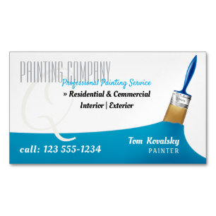 Painting Company   Professional Sky Blue Magnetic Business Card
