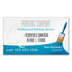 Painting Company   Professional Sky Blue Magnetic Business Card