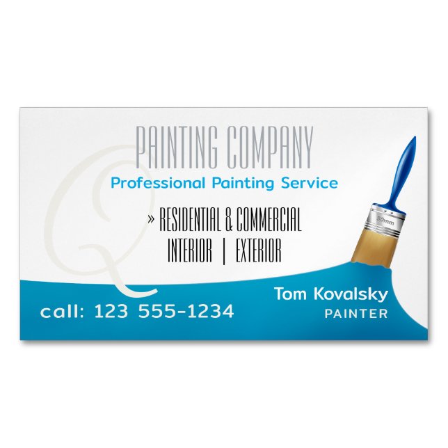 Painting Company | Professional Sky Blue Magnetic Business Card (Front)