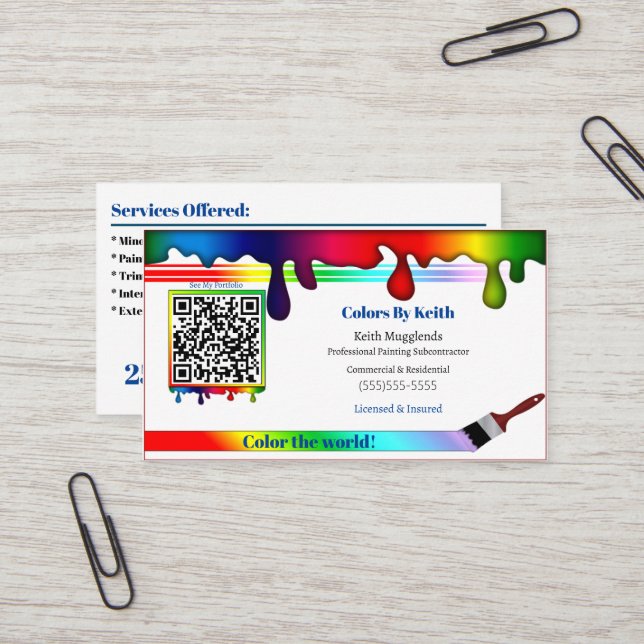 Painting Contractor Personalised Business Card (Front/Back In Situ)