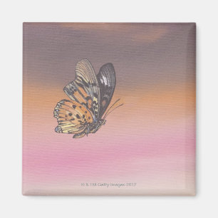 Painting depicting butterfly in flight magnet