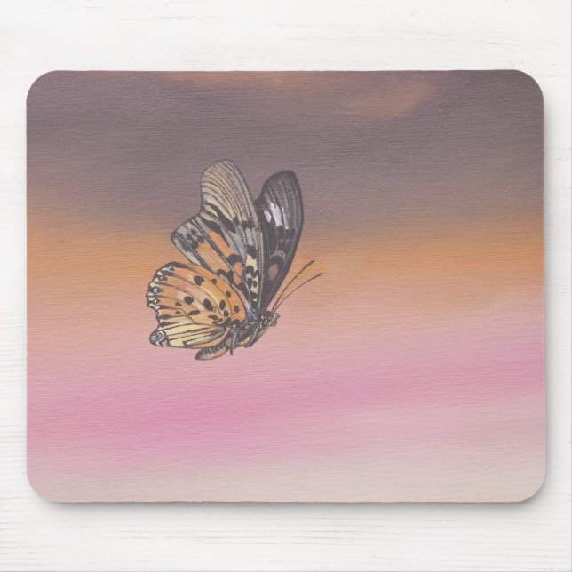 Painting depicting butterfly in flight mouse mat (Front)
