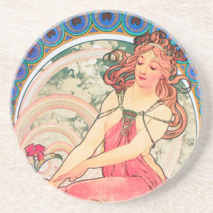 "Painting" (detail) from The Arts Series by Mucha Coaster