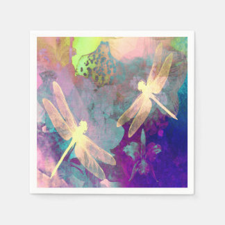 Painting Dragonflies & Orchids Napkin