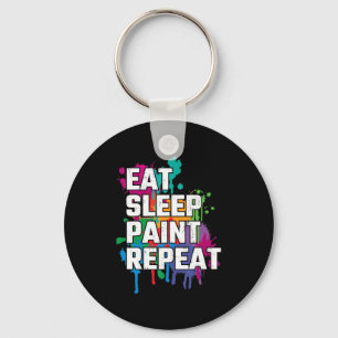 Painting Eat Sleep Paint Repeat Funny Painting Key Ring