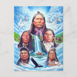 Painting Famous Indian Chiefs Native Americans Postcard