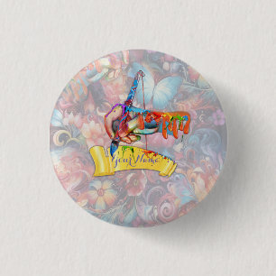 Painting Fantasy Flowers expressing nature 3 Cm Round Badge