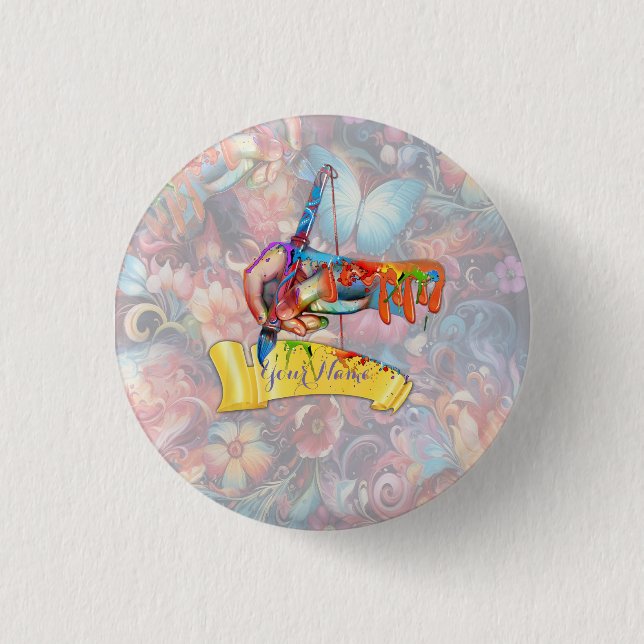 Painting Fantasy Flowers expressing nature 3 Cm Round Badge (Front)