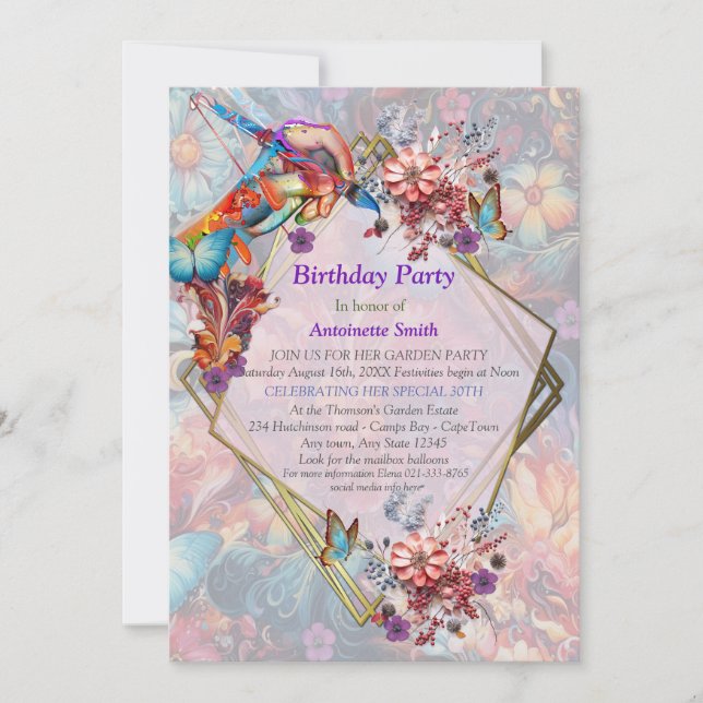 Painting Fantasy Flowers expressing nature Invitation (Front)