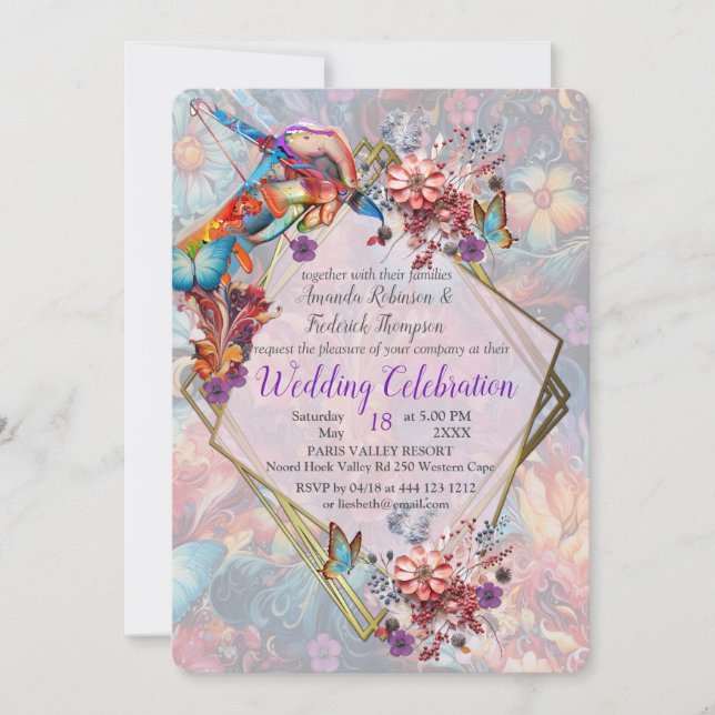 Painting Fantasy Flowers expressing nature Invitation (Front)