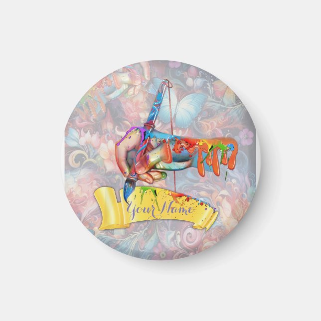 Painting Fantasy Flowers expressing nature Magnet (Front)