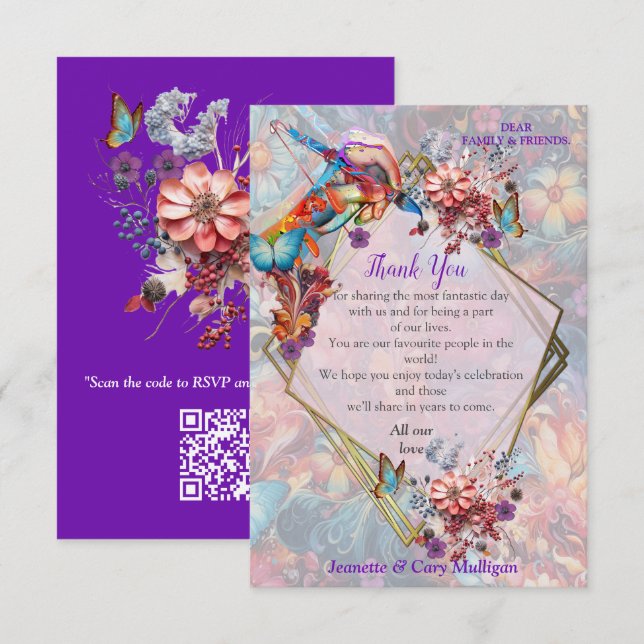 Painting Fantasy Flowers expressing nature RSVP Card (Front/Back)