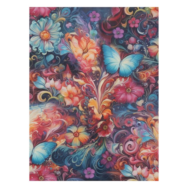 Painting Fantasy Flowers expressing nature Tablecloth (Front)