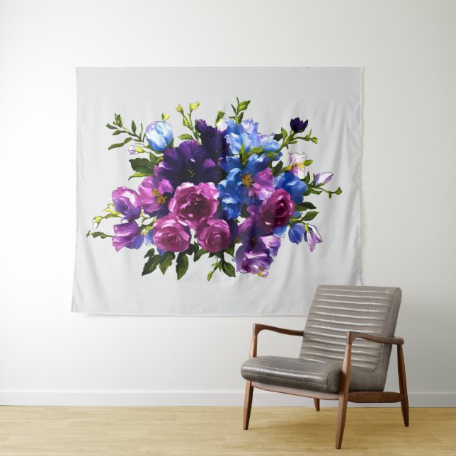 Painting Floral Spray Any Colour Background  Tapestry (In Situ (Horizontal))