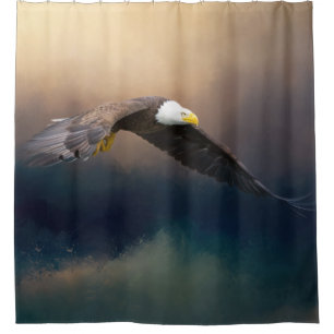 Painting flying american bald eagle shower curtain