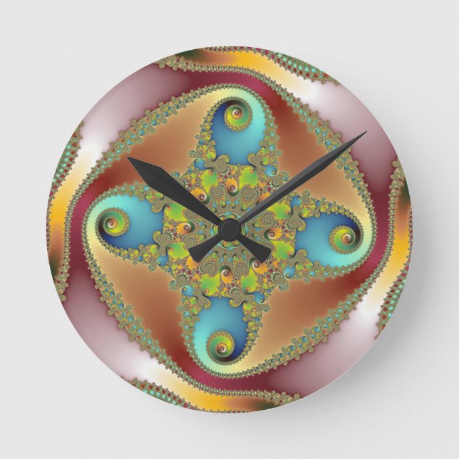Painting - Fractal Art Round Clock (Front)